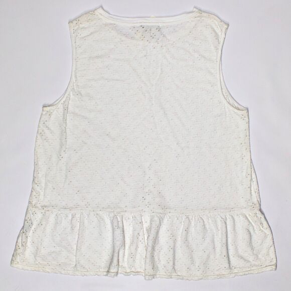 NWT Three Dots Anthropologie White Perforated Tank Ruffle Blouse Women Size XL - Picture 2 of 10